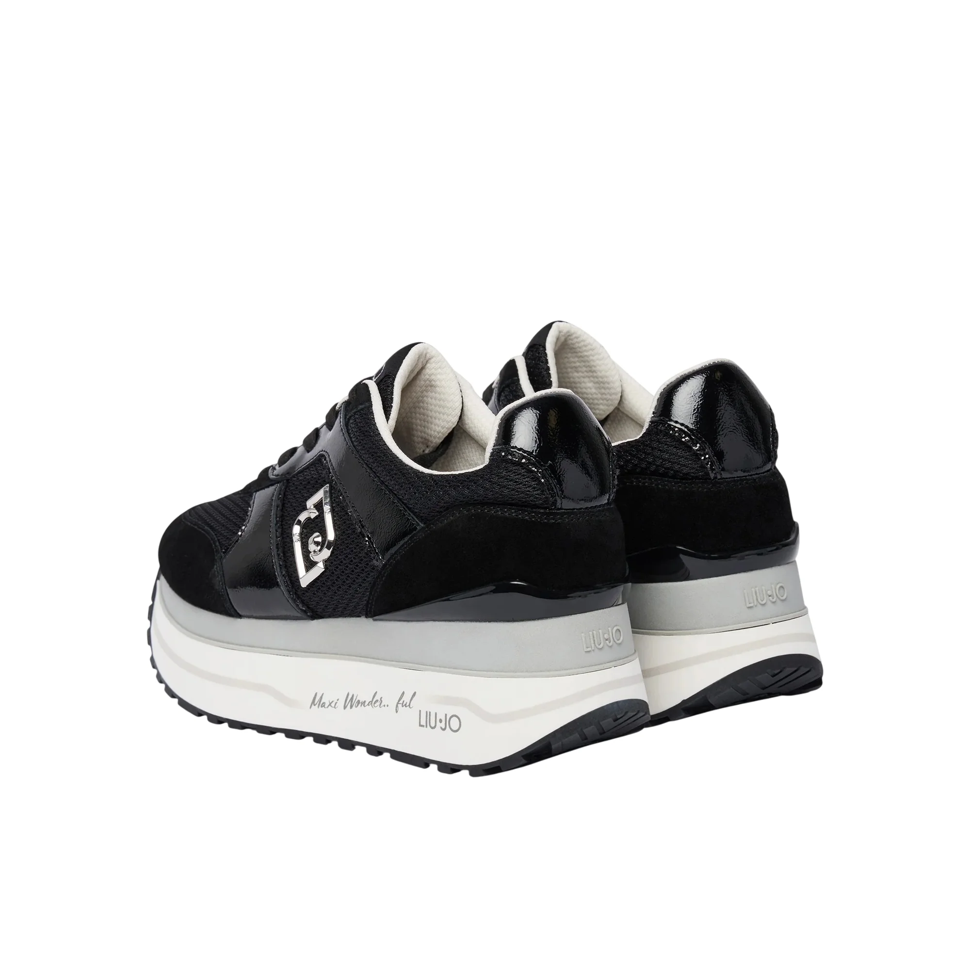 Sneakers Donna con platform nere - Image 3