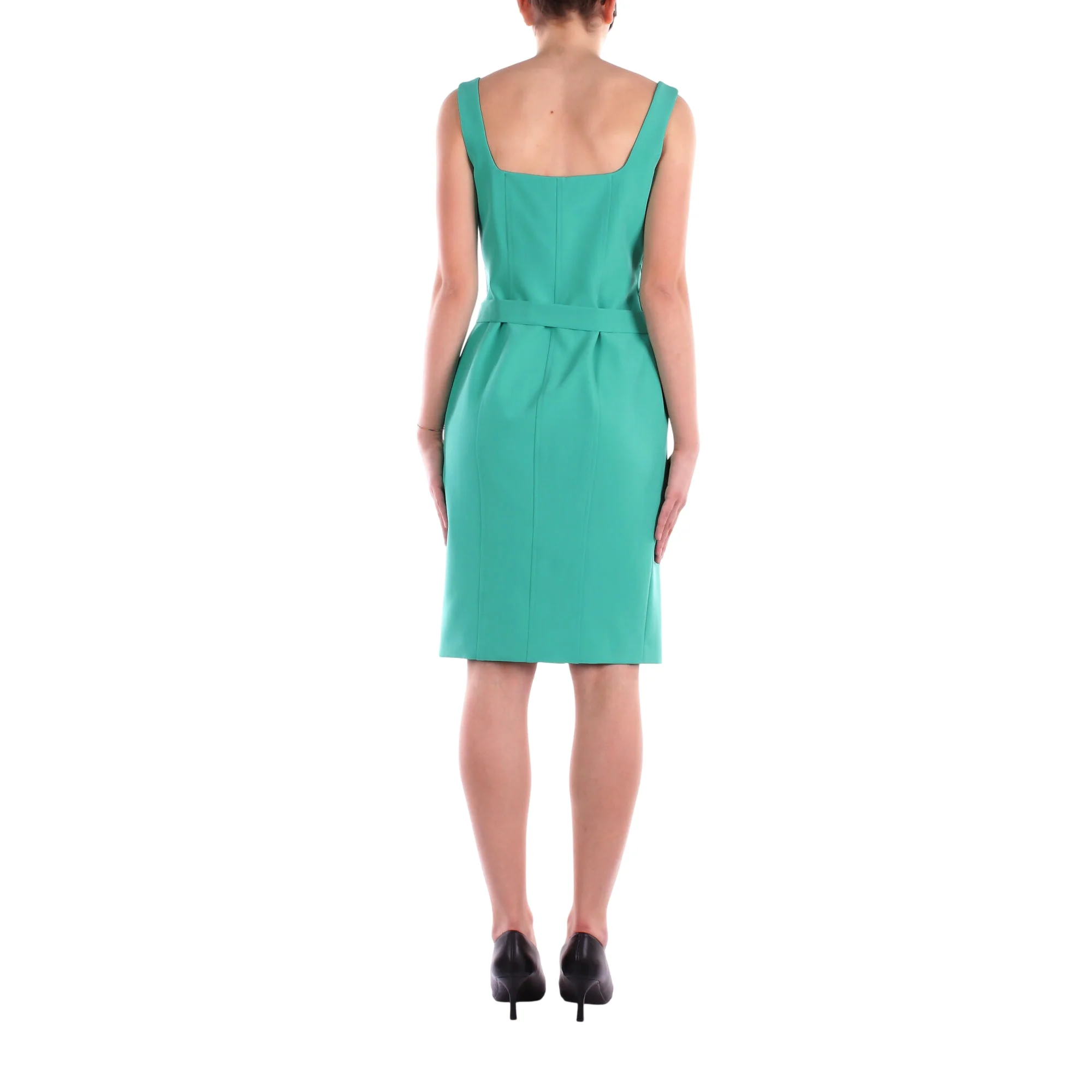 Abito Donna a tubino verde con cintura - Image 3