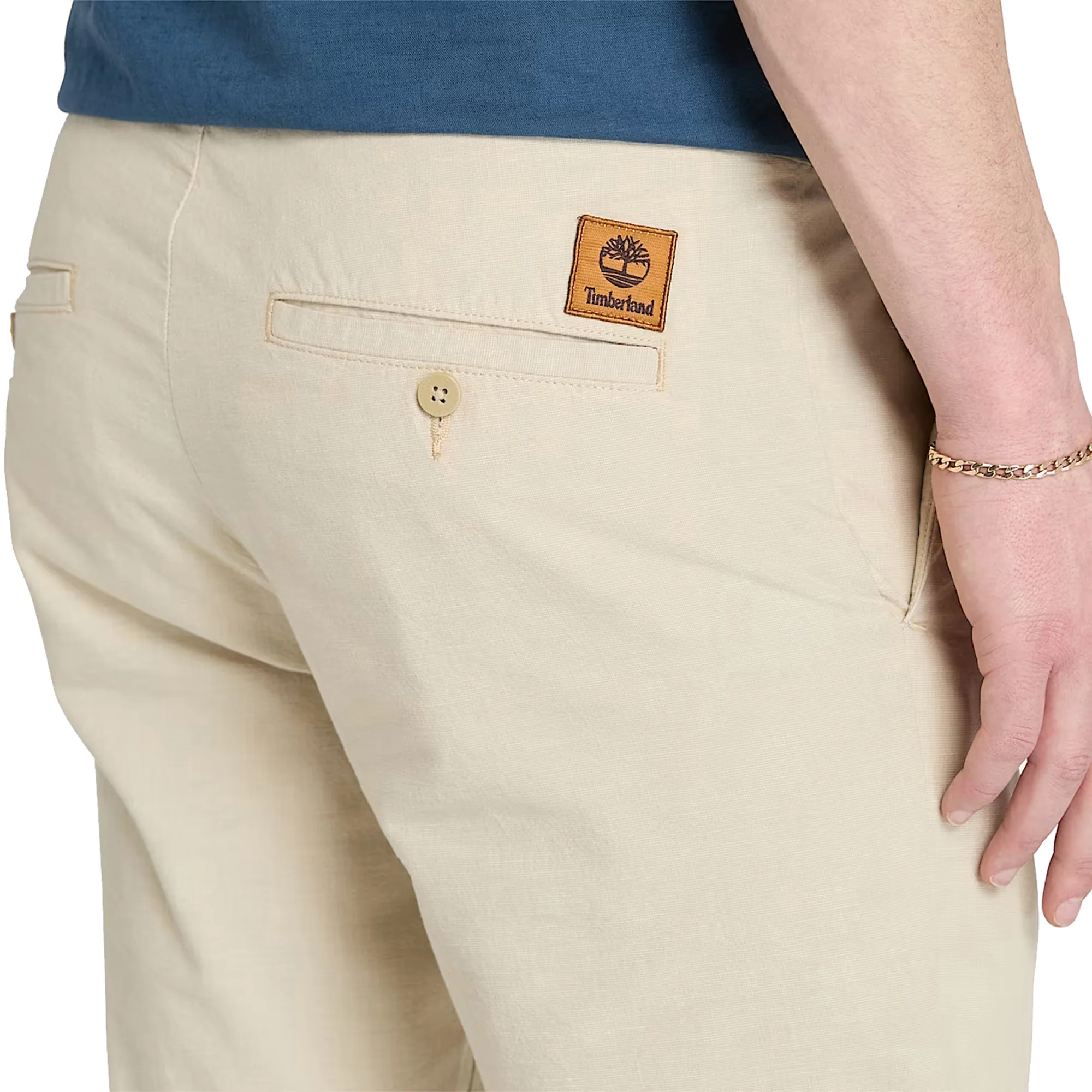 Pantaloni Joggers Uomo in Cotone e Lino Beige - Image 4