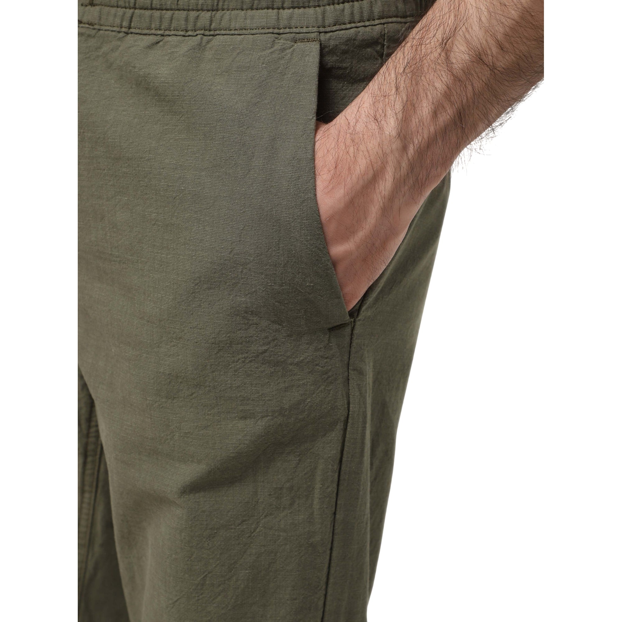Pantaloni Joggers Uomo in Cotone e Lino Verde scuro - Image 3