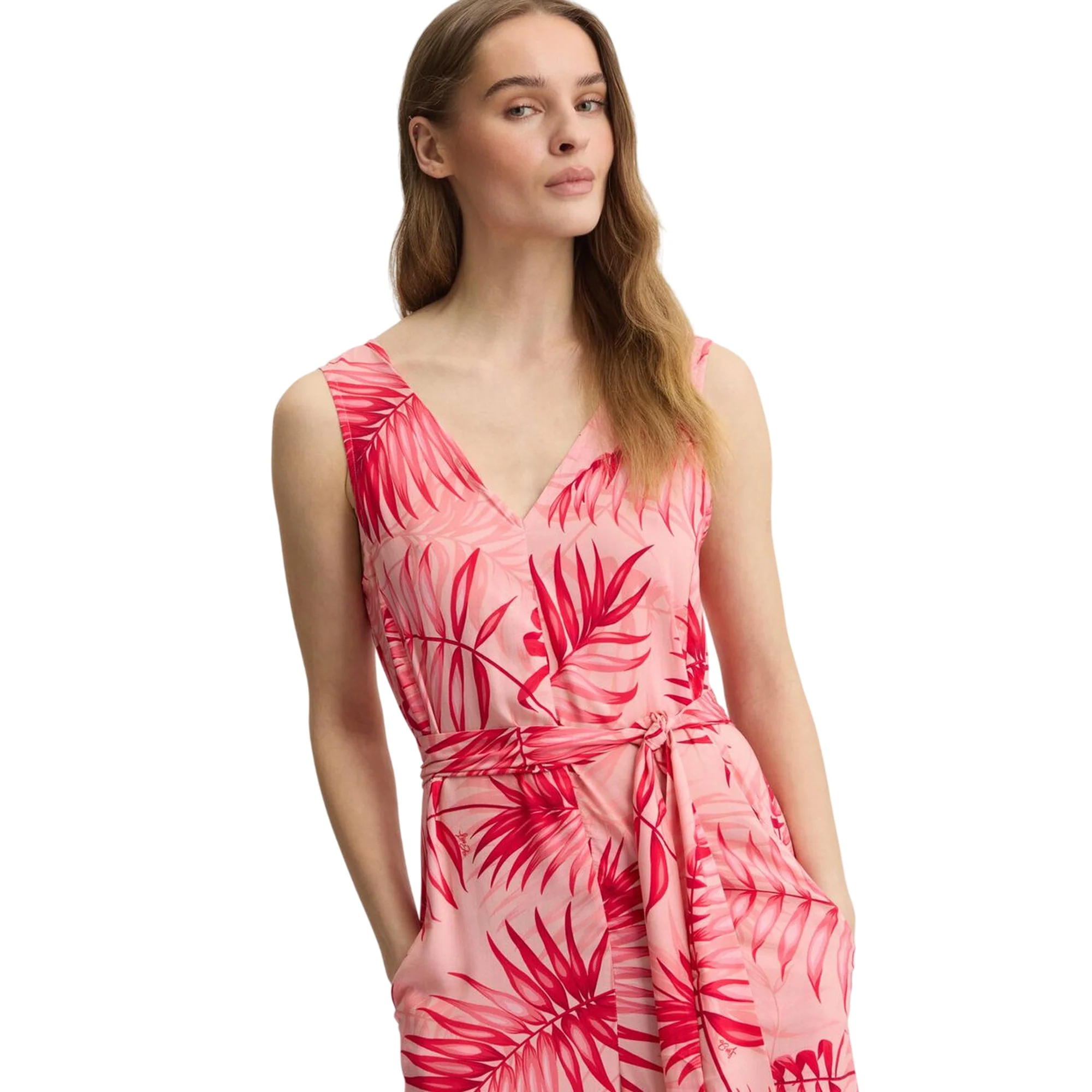 Tuta da Donna con stampa palme rosa/rosso - Image 4